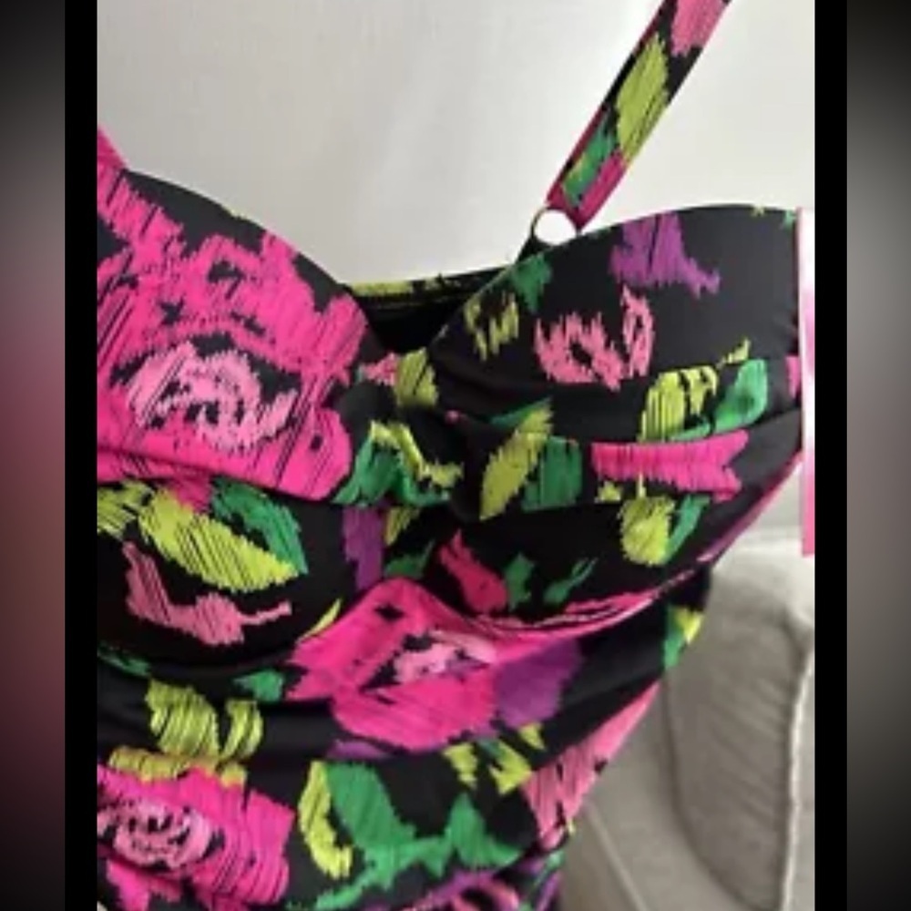 Betsey Johnson Floral Coquette One Piece Swimsuit M Beach Femenine Summer - Picture 5 of 9
